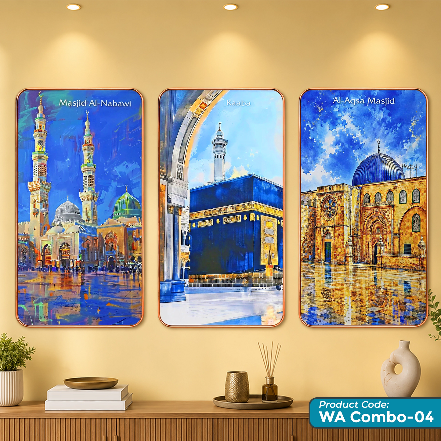 3 in 1 combo WA Combo - 04 | Kaaba | Masjid an-Nabawi | Al-Aqsa | Rose Gold